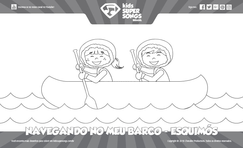 Navegando no Meu Barco - Esquimós (Inverno) - Sem Fundo. Clique para ver os detalhes sobre esse desenho para colorir.