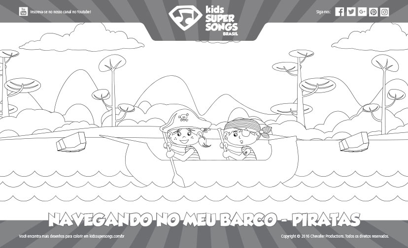 Miniatura do desenho para colorir  Navegando no Meu Barco - Piratas (Verão). Clique para baixar o arquivo PDF para impressão.
