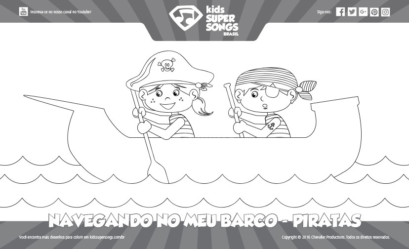 Navegando no Meu Barco - Piratas (Verão) - Sem Fundo. Clique para ver os detalhes sobre esse desenho para colorir.