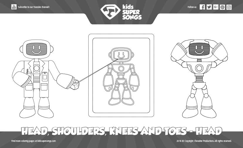 Head Shoulders Knees and Toes (Head) Coloring Page image preview. Click to download the printable PDF file.