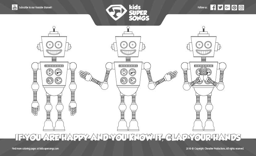 The If You Are Happy And You Know It Clap Your Hands Coloring Page image preview. Click to download the printable PDF file.
