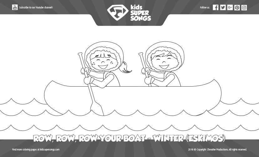 The Row, Row, Row Your Boat - Eskimos (Winter) - No Background Coloring Page image preview. Click to download the printable PDF file.