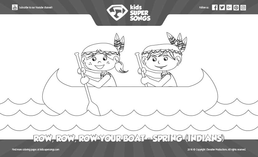 Row, Row, Row Your Boat - Indians (Spring) - No Background. Click to view the details about this coloring page.