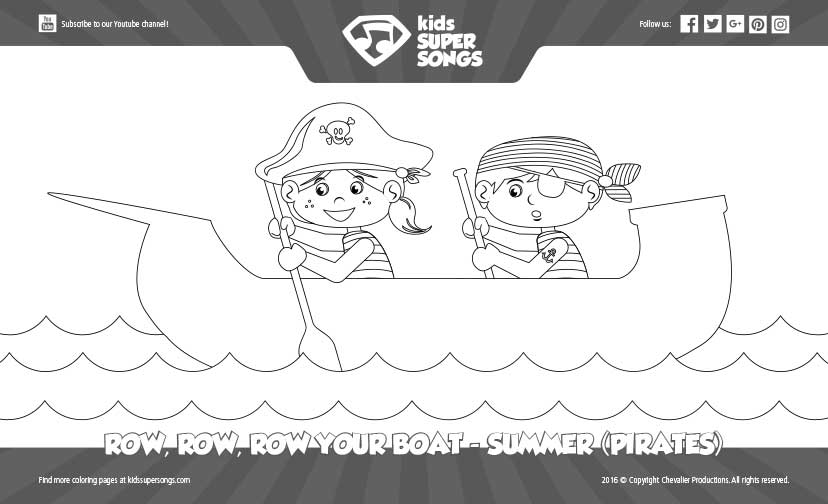 Row, Row, Row Your Boat - Pirates (Summer) - No Background. Click to view the details about this coloring page.