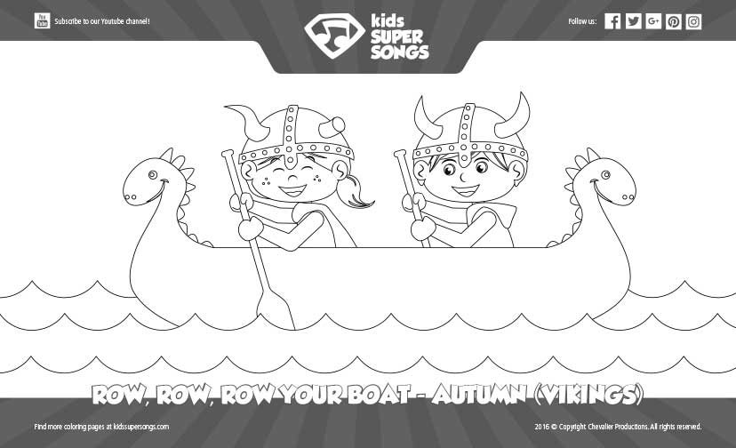 Row, Row, Row Your Boat - Vikings (Autumn) - No Background. Click to view the details about this coloring page.