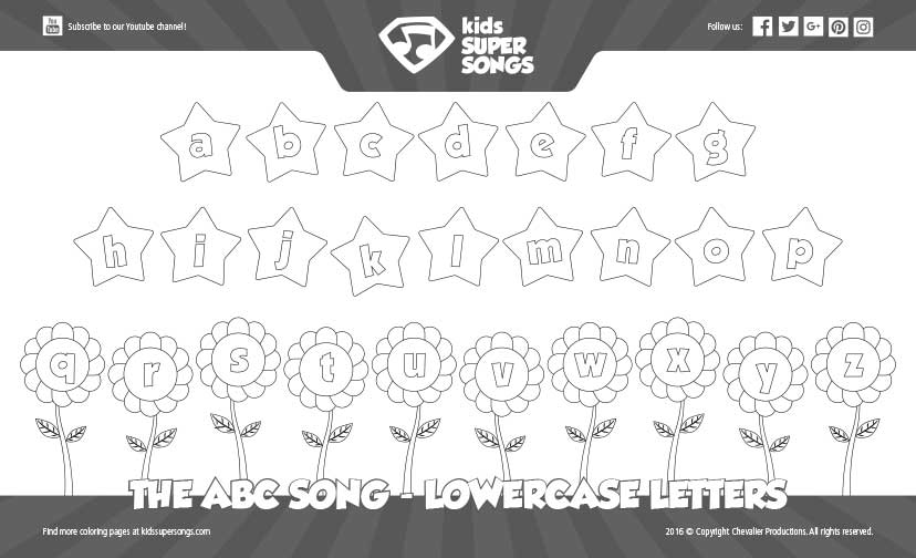 The The ABC Song (Lowercase Letters) Coloring Page image preview. Click to download the printable PDF file.