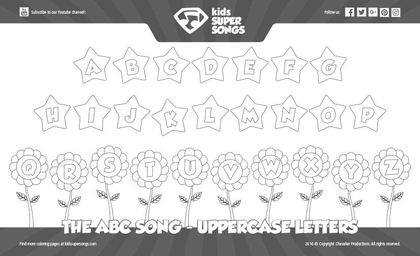The ABC Song (Uppercase Letters). Click to view the details about this coloring page.