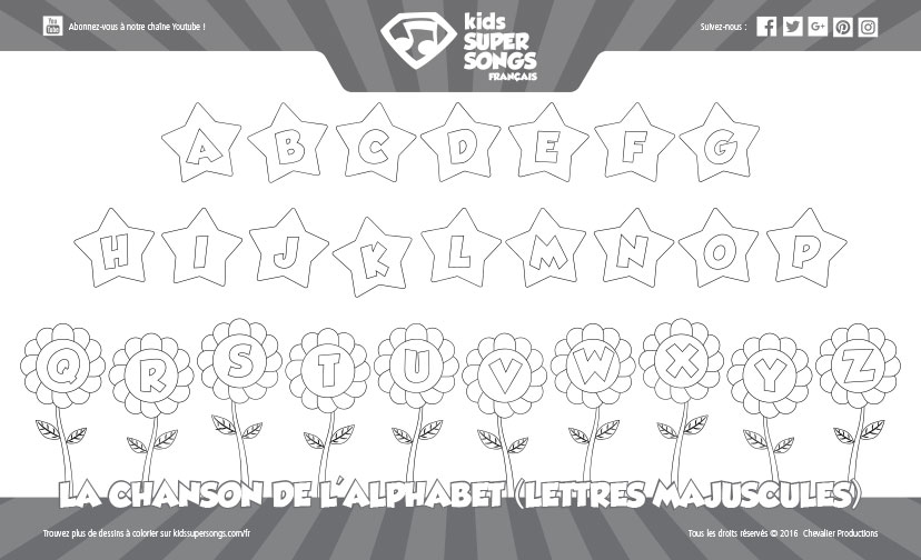 La Chanson de l'Alphabet (Lettres Majuscules). Cliquez pour voir les détails de ce dessin à colorier.