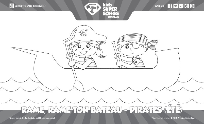 Rame, Rame Ton Bateau - Pirates (Été) - Sans Fonds. Cliquez pour voir les détails de ce dessin à colorier.