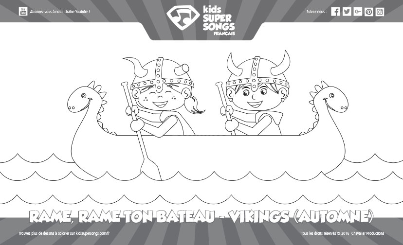Rame, Rame Ton Bateau - Vikings (Automne) - Sans Fonds. Cliquez pour voir les détails de ce dessin à colorier.